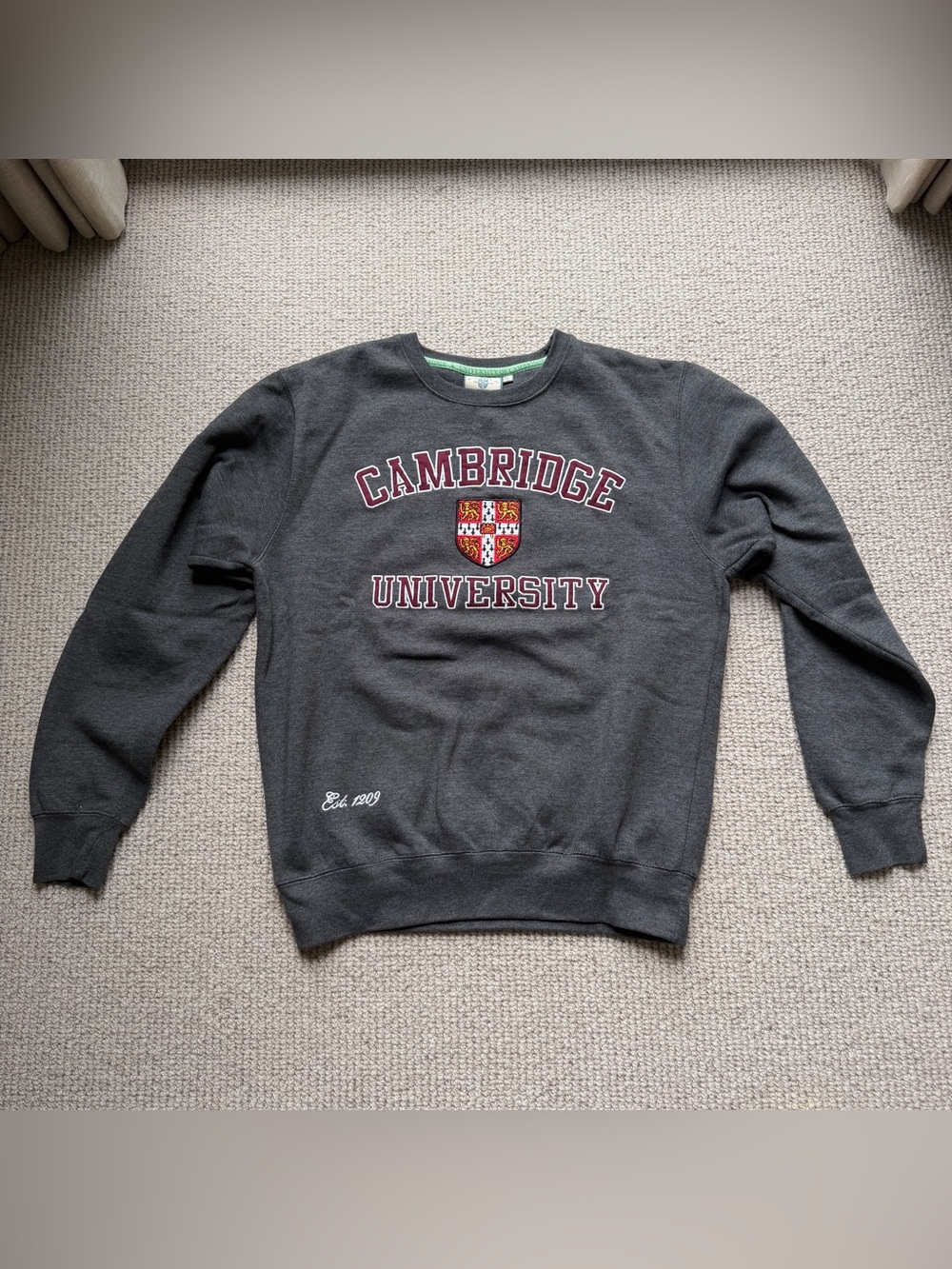 Cambridge University Dark Gray Crewneck Sweatshirt